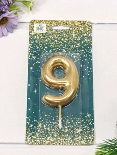 Свеча для торта «Цифра 9», 6 см