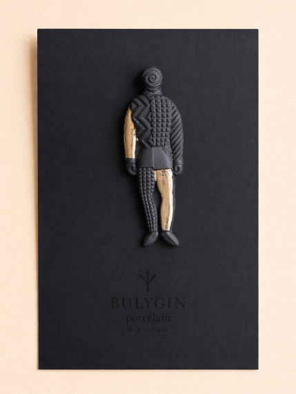 Брошь ручной работы Bulygin «Малевич»,фарфор, чёрно-серебристая, фото 2.