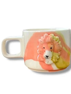 Кружка ручной работы Мария Гордеева с фигуркой «Лев», жёлто-оранжевая, полуфарфор, 250 мл