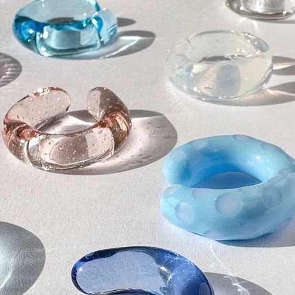 Кафф Лампджой глянцевый, стекло, персиковый прозрачный, фото 3.