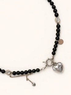 Колье ручной работы «Black», родированная латунь