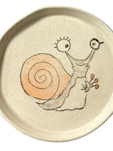 Тарелка ручной работы «Улиточка» , керамика, 15 см