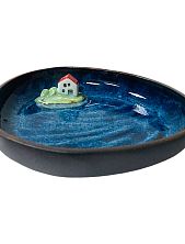 Тарелка с фигуркой внутри Синее море, чёрная, керамика, 14 см
