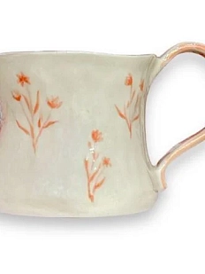 Кружка ручной работы в форме песочные часы «Розовые цветы», керамика, 300 мл