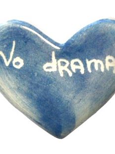 Брошь ручной работы сердечко с разводами No drama, синяя, керамика