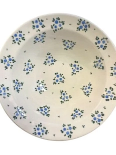Глубокая тарелка ручной работы Slowday Ceramics в синий цветочек, полуфарфор, 19 см
