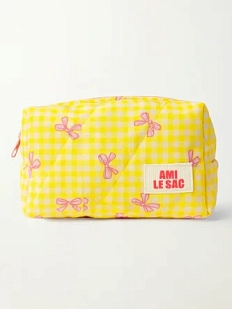 Косметичка ручной работы АМИ (Ami lé sac) «Bebesss», жёлтая клетка с бантиками