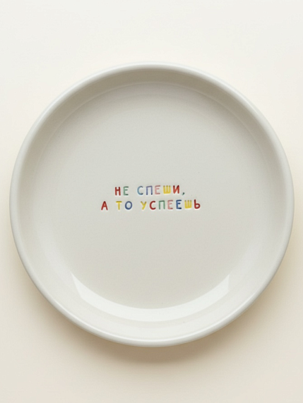 Тарелка ручной работы «Не спеши, а то успеешь», керамика, 15 см, фото 1.