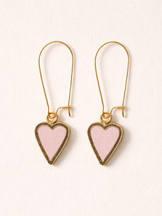 Серьги Сердечки из серии «Преданное сердце», дерево, розовые