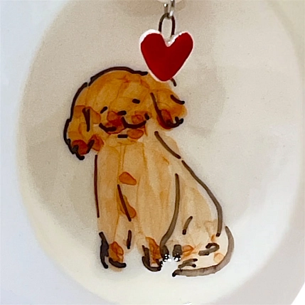 Кружка ручной работы НАДО ЖЕ Пёсик с подвеской сердечком, керамика, 300 мл, фото 2.