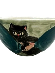 Чашка для чая ручной работы АН2К Котик на ручках, керамика, 150 мл