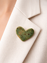 Брошь ручной работы Elizabeth Madar Сердце, зелёная в крапинку, керамика, превью фото 2