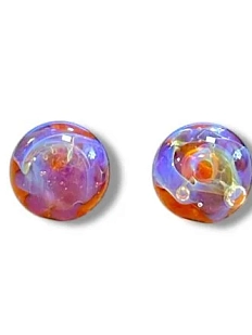 Круглые серьги-гвоздики Керко «Далеко», красные, стекло