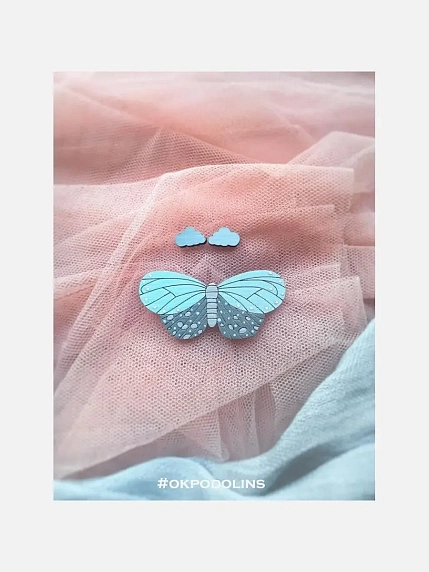 Набор ОКподолинс брошь «Моль» и серёжки-гвоздики «Облака», фото 4.