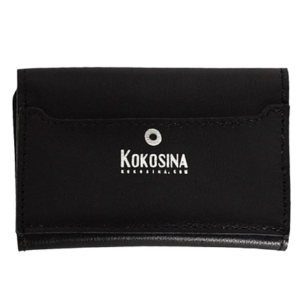 Cкладной кошелек-визитница ручной работы, Kokosina bags, натуральная кожа, чёрный, фото 3.