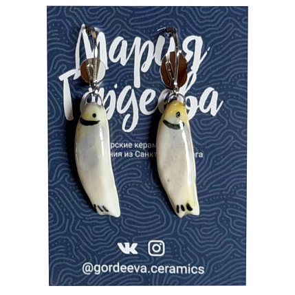 Серьги Мария Гордеева «Рыбки», керамика, пастельные, фото 1.