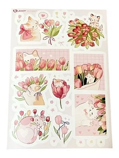 Стикерпак Лавкот «Котята в тюльпанах», А6