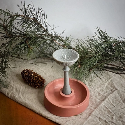 Свеча «Гриб Мухомор перезрелый», серый, фото 4.