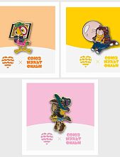 Набор металлических значков Heart of Moscow «Новые приключения попугая Кеши», 3 шт, серия Союзмультфильм