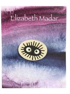 Брошь ручной работы Elizabeth Madar Сусуватари, чёрно-белая, керамика