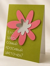Открытка с зеркалом Пшено «Кто здесь самый красивый цветочек?», салатовая, А6