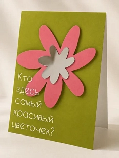 Открытка с зеркалом Пшено «Кто здесь самый красивый цветочек?», салатовая, А6