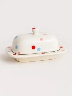 Маслёнка ручной работы ММ керамика «Конфетти», белая