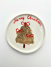 Тарелка ручной работы ММ керамика на Новый год с ёлкой «Merry Christmas», 18 см
