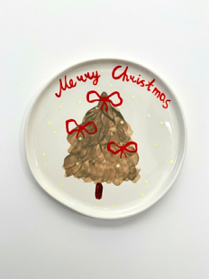 Тарелка ручной работы на Новый год с ёлкой «Merry Christmas», керамика, 18 см