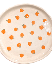 Тарелка ручной работы с росписью «Мандаринки», керамика, 19 см