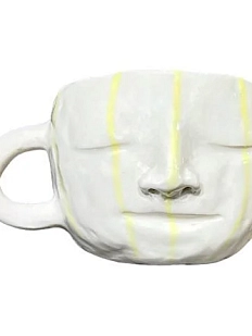 Кружка ручной работы с жёлтыми полосами «Лицо», керамика, 250 мл