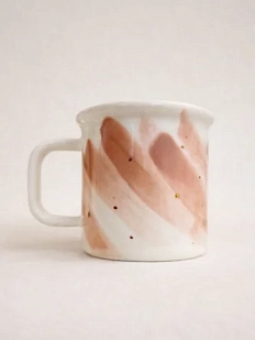 Кружка ручной работы Анна Герман с разводами, бело-розовая, фарфор, 300 мл