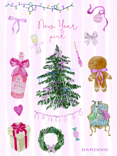 Стикерпак на Новый год «New Year pink», А5