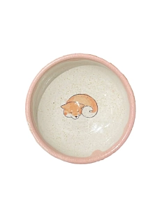 Пиала ручной работы Керемет «Спящая сиба-ину», розовая, керамика, 9 см