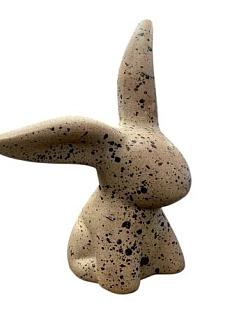 Статуэтка ручной работы Кролик, бежевая с брызгами, керамика