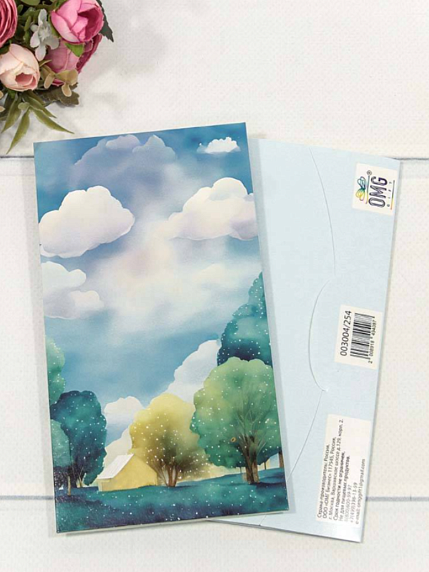 Конверт подарочный «Пейзаж №1», голубой, фото 1.