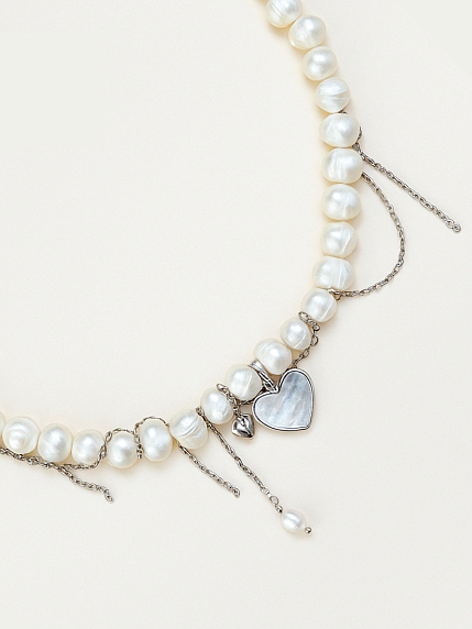 Чокер ручной работы «Inspire», речной жемчуг, родированная латунь, фото 1.