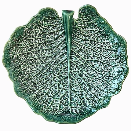 Тарелка ручной работы Керумбия в форме листа «Капуста», керамика, фото 1.