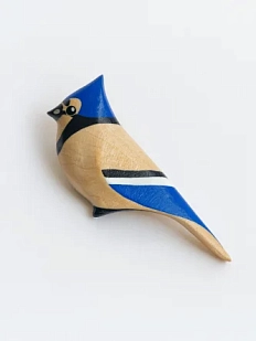 Брошь «Голубая сойка», дерево