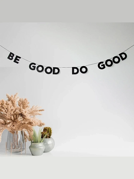 Бумажная гирлянда из букв Tak.sebe.prazdnik «BE GOOD DO GOOD», чёрная, картон, 240 г/м², фото 2.