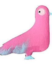 Брошь ручной работы «Голубь», розовая, дерево