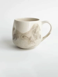 Кружка ручной работы РУКИ В ГЛИНЕ «Серый мрамор», керамика, 250 мл, мятая
