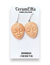 Серьги «Лица», керамика, розовые
