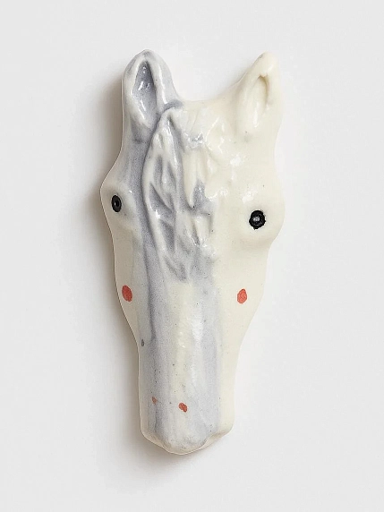 Брошь ручной работы Мария Гордеева «Лошадка», голубая, керамика, фото 1.