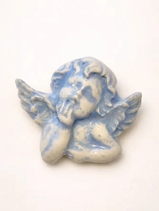 Брошь ручной работы Elizabeth Madar Ангел, голубая, керамика