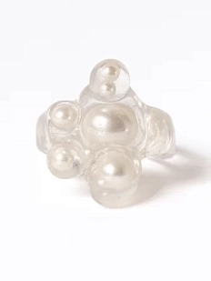 Кольцо ручной работы Пузыри с жемчужинками, полимерная глина