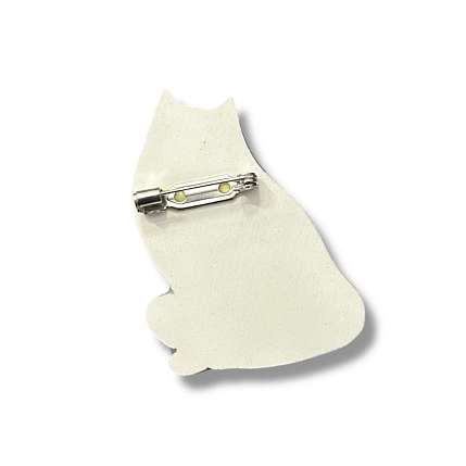 Брошь ручной работы Екатерина Юдо «Белый кот», керамика, фото 2.