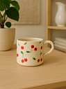 Кружка ручной работы прямая «Вишенки», полуфарфор, 250 мл, превью фото 3