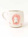 Кружка ручной работы с фигуркой «Лев», с розовыми сердечками, полуфарфор, 250 мл, превью фото 1