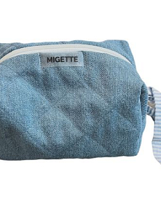 Косметичка ручной работы «Migette», размер M, серая, с розовым подкладом